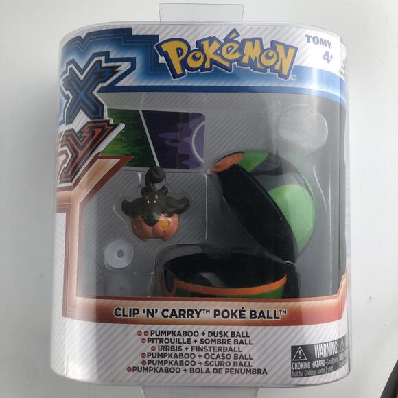Pokemon Tomy Clip n Carry Pokeball Pumpkaboo with Dusk Ball Figure Set